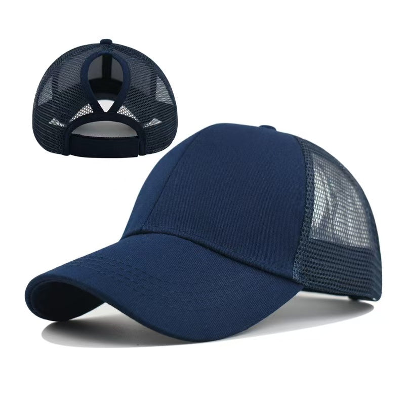 Women's Ponytail Baseball Cap - Mesh Quick-Dry Summer Hat with Adjustable Strap and Breathable Cross-Back Design