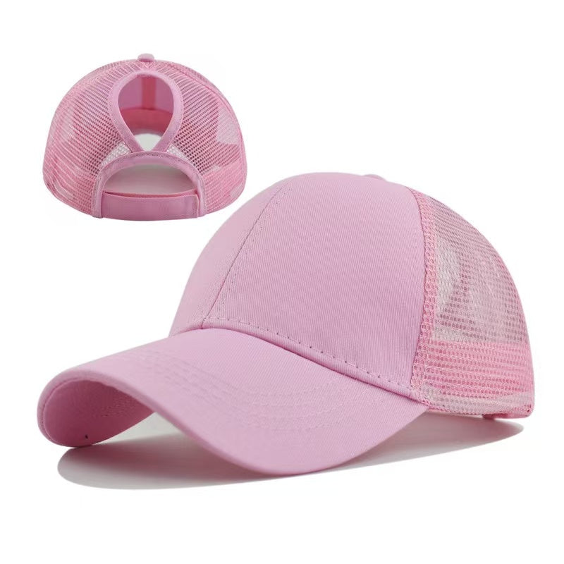 Women's Ponytail Baseball Cap - Mesh Quick-Dry Summer Hat with Adjustable Strap and Breathable Cross-Back Design