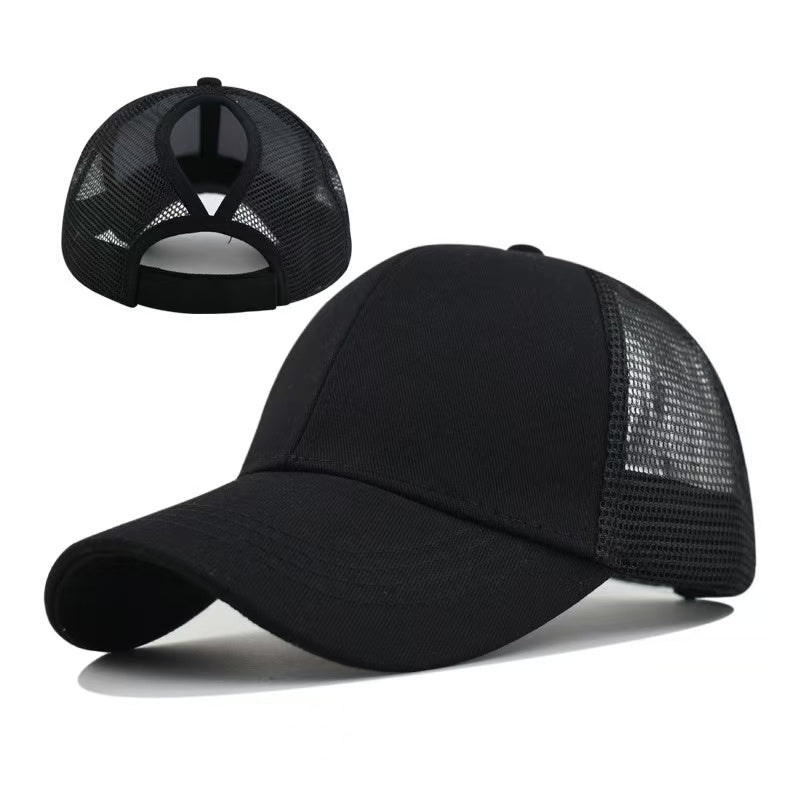 Women's Ponytail Baseball Cap - Mesh Quick-Dry Summer Hat with Adjustable Strap and Breathable Cross-Back Design