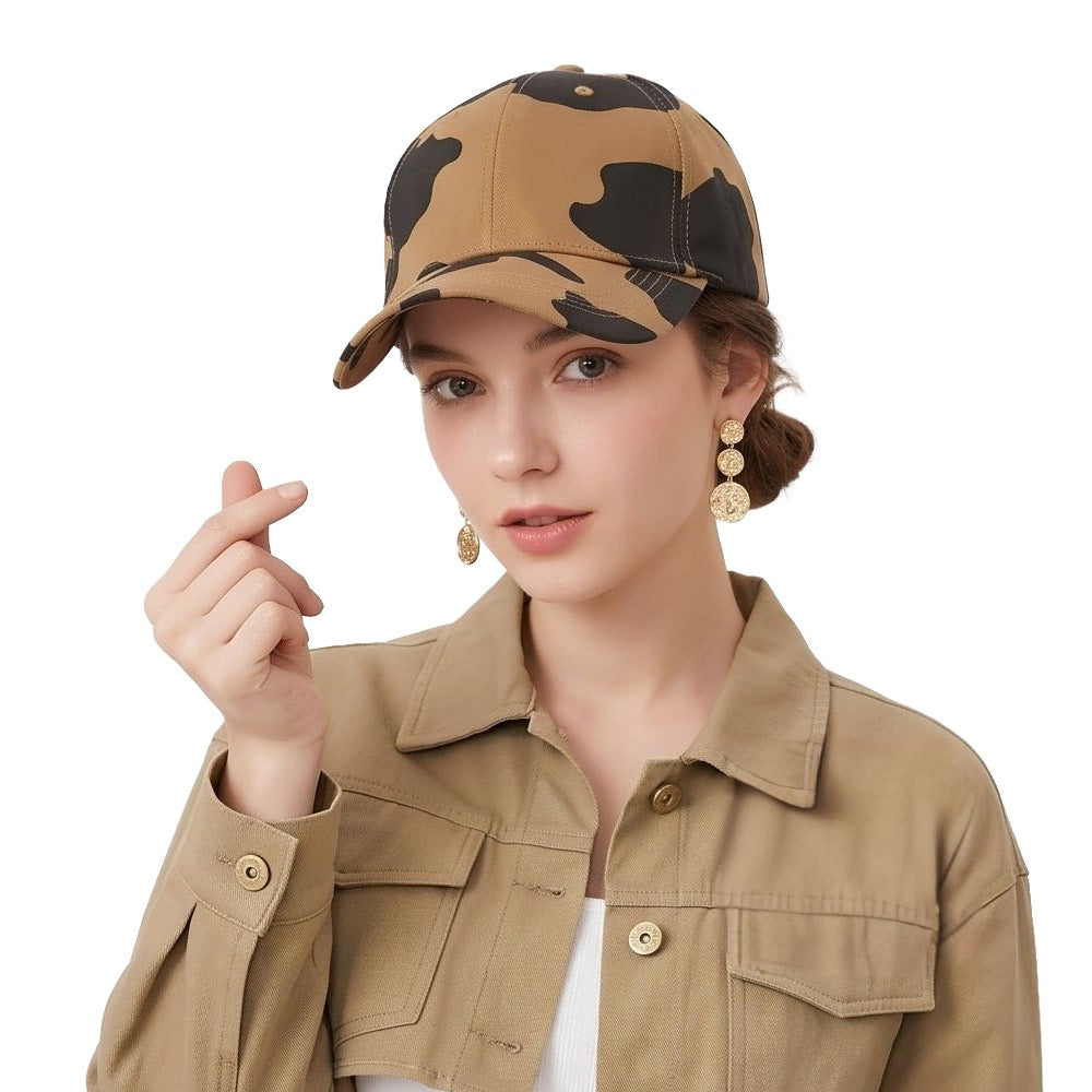 Womens Cow Print Baseball Cap Unisex Adjustable Baseball Hat Casual Cotton Sun Hats for Teen Girls
