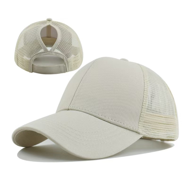 Women's Ponytail Baseball Cap - Mesh Quick-Dry Summer Hat with Adjustable Strap and Breathable Cross-Back Design
