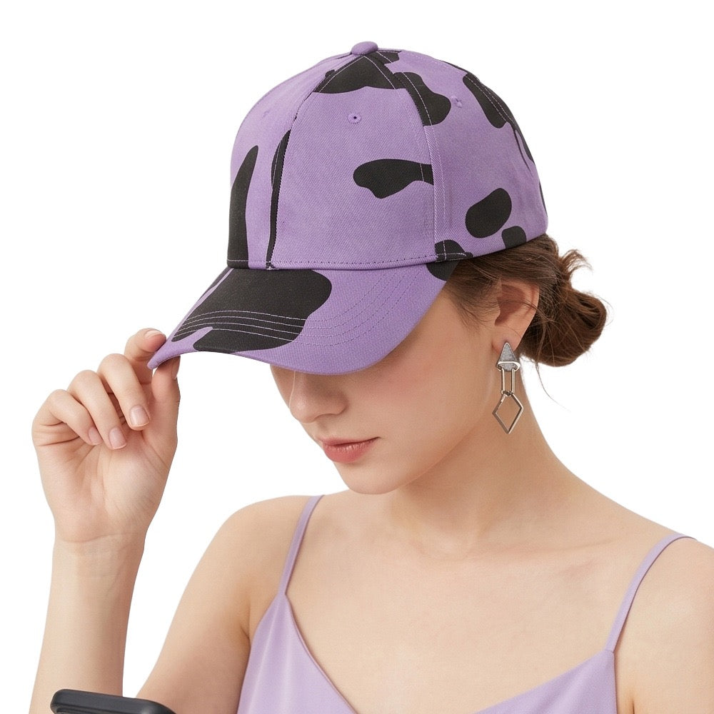 Womens Cow Print Baseball Cap Unisex Adjustable Baseball Hat Casual Cotton Sun Hats for Teen Girls