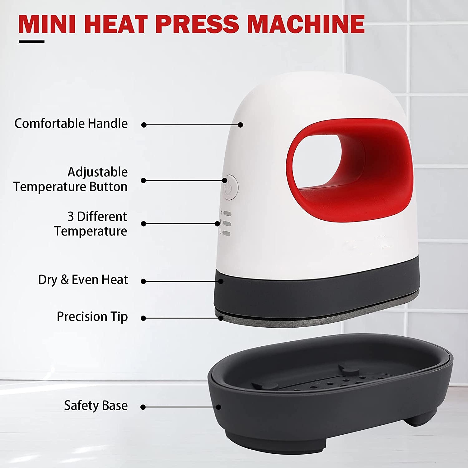 Mini Heat Press Machine for T-Shirts Shoes Hats, Portable Pressing Machine for Heating Transfer Sublimation DIY Shirt HTV Vinyl Projects